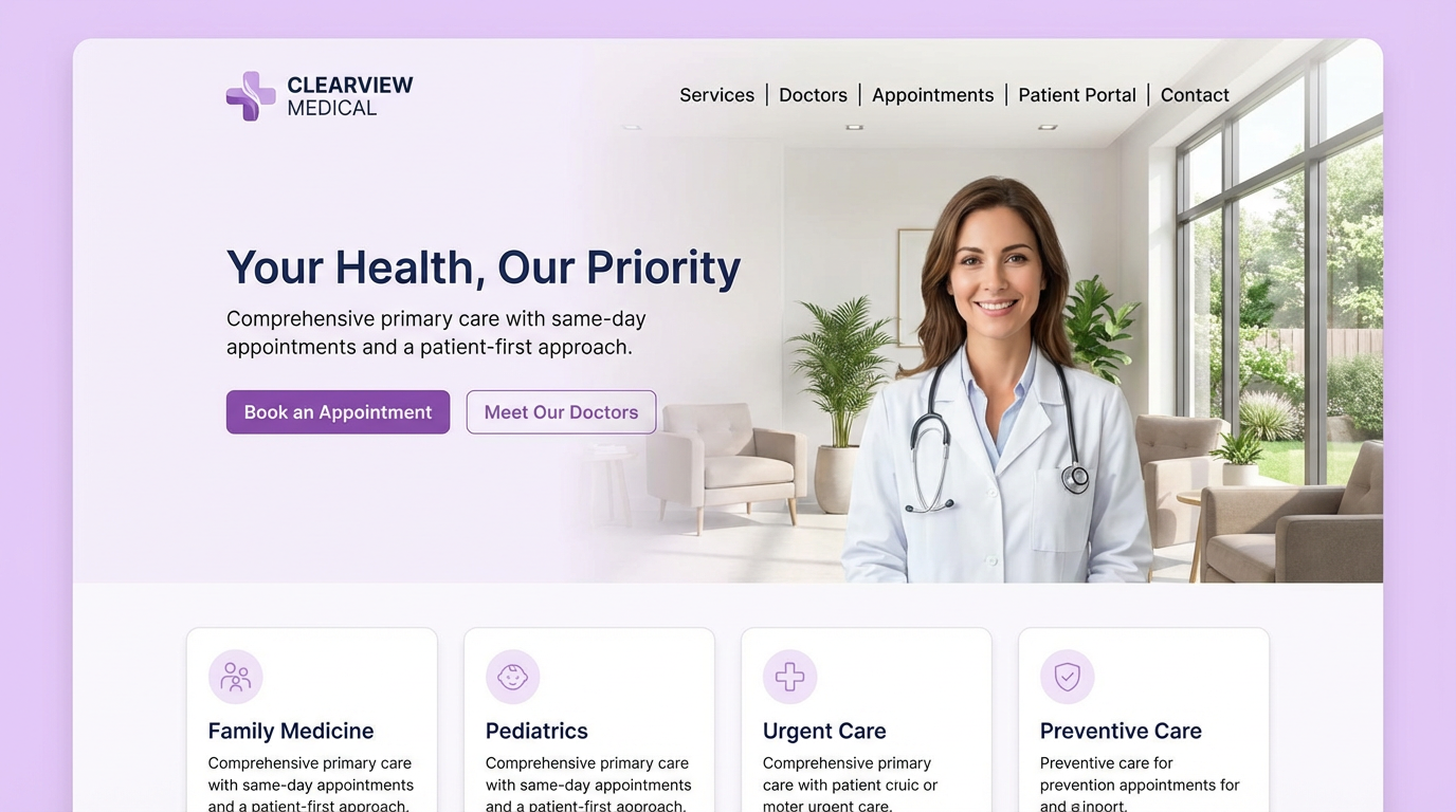 Clearview Medical — Healthcare website design