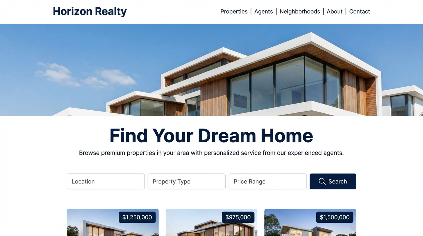 Horizon Realty — Real estate website design