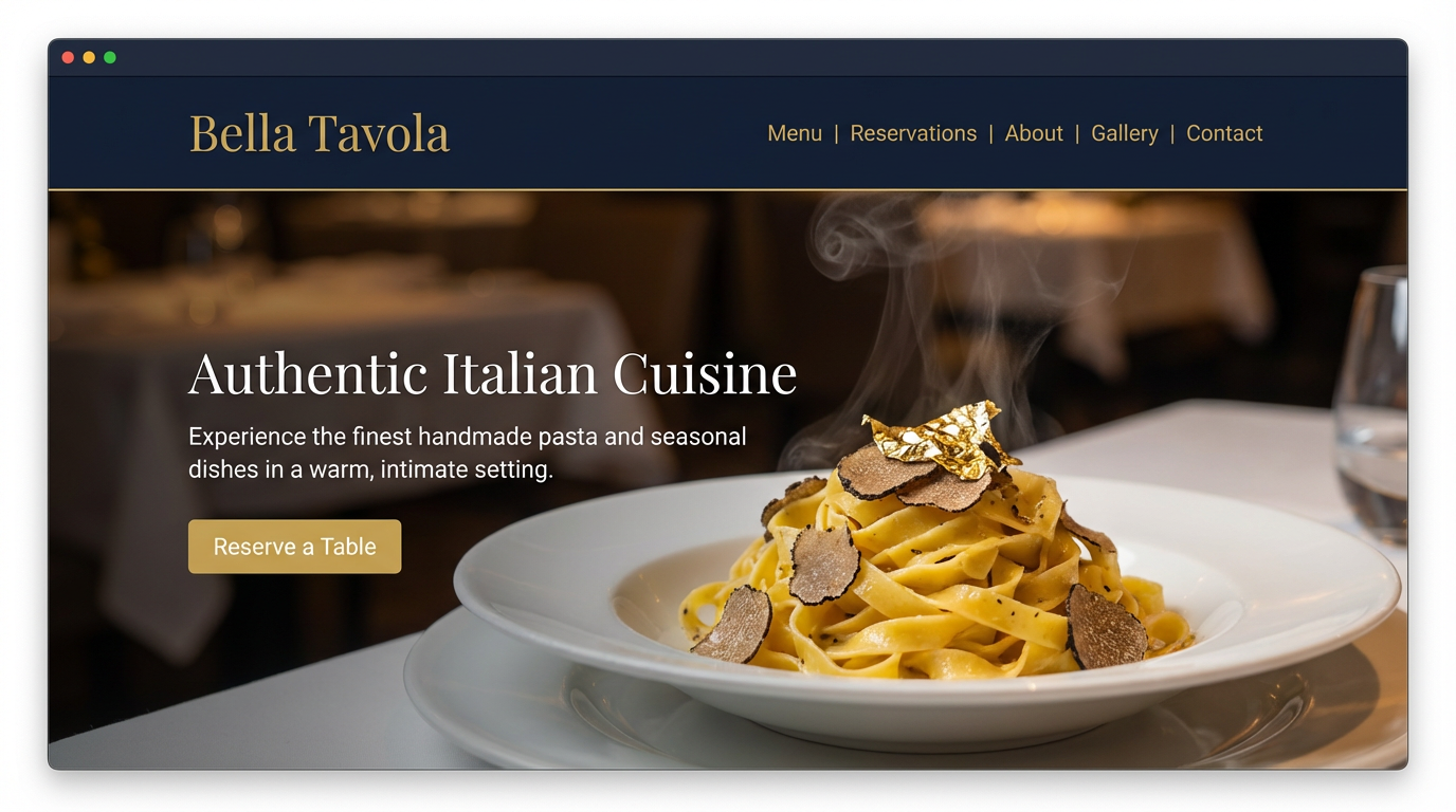 Bella Tavola — Restaurant website design